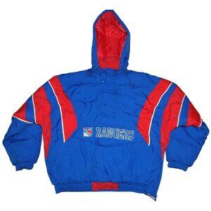Vintage 90s New York Rangers NHL Starter Half Zip Pullover Puffer Jacket Large